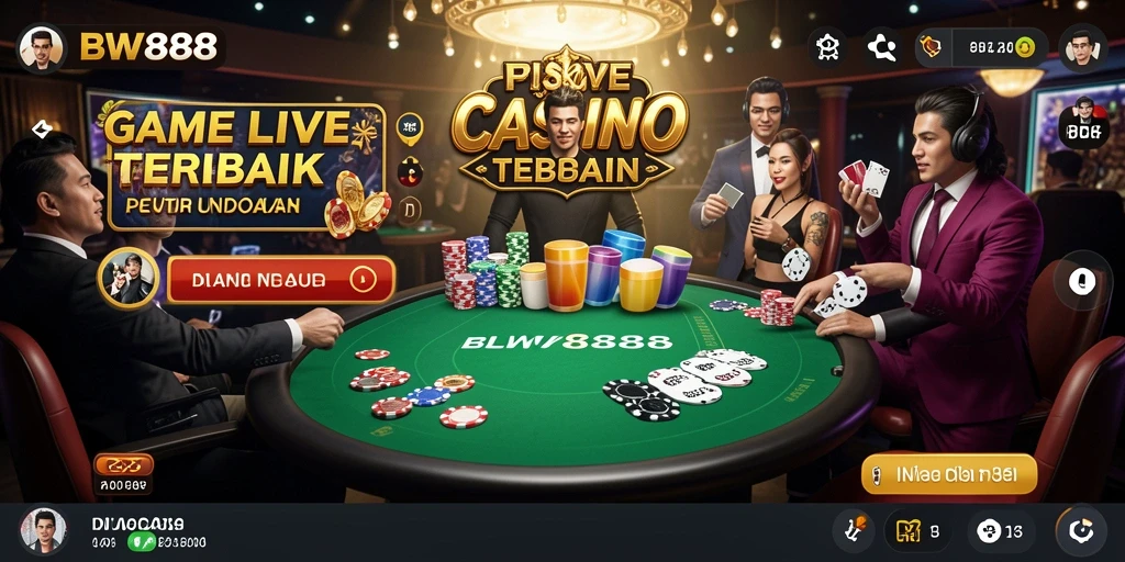 Screenshot BW888 menampilkan dealer langsung dan permainan kasino yang menarik.