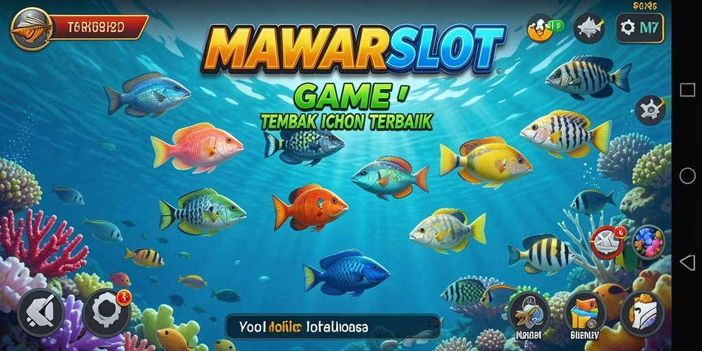 Tampilan gameplay seru di MAWARSLOT saat menembak ikan.
