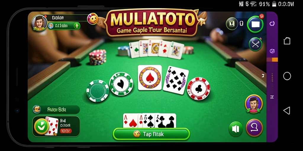 Tampilan gameplay seru dalam MULIATOTO yang memperlihatkan kartu Gaple.