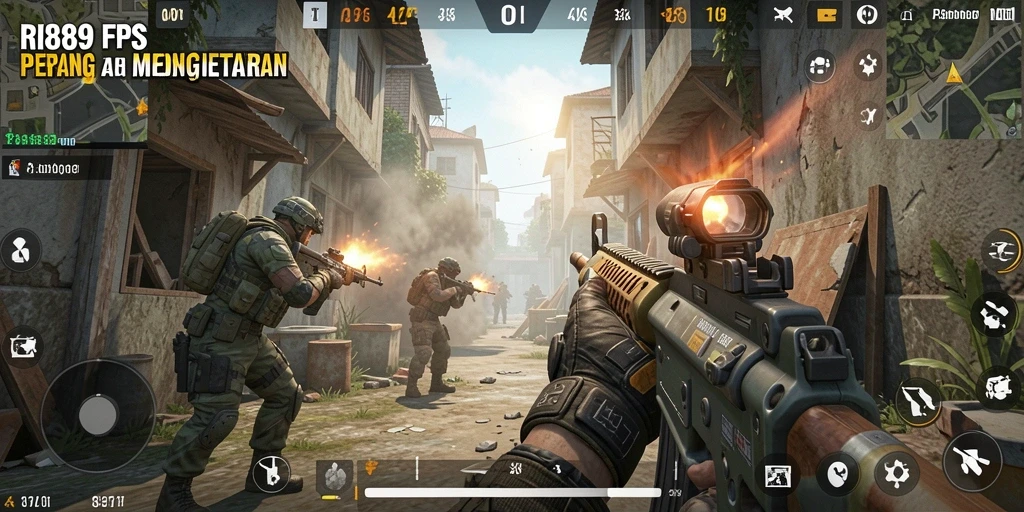 Tampilan aksi mendebarkan dalam gameplay RI889 yang intens.