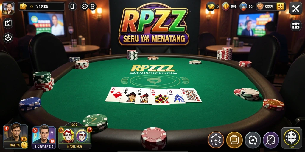 Screenshot gameplay RPZZZ menampilkan suasana Poker yang menegangkan.