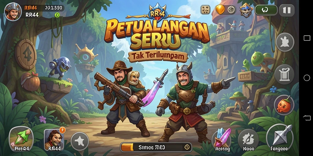 Screenshot RR44 menampilkan gameplay petualangan yang seru dan penuh warna.