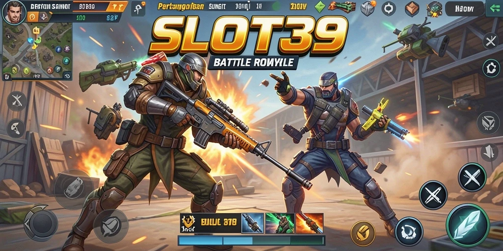 Tangkapan layar menampilkan aksi intens dan gameplay Battle Royale yang mendebarkan.