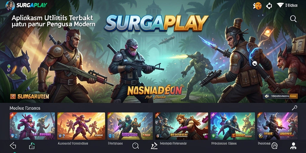 Tampilan aplikasi SURGAPLAY yang modern dan ringkas.